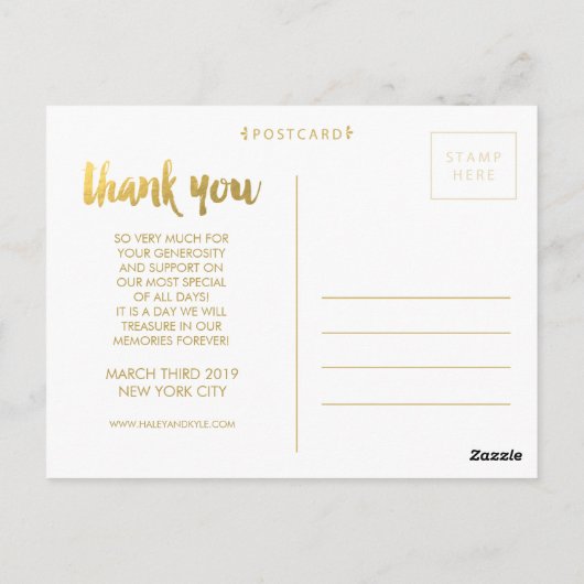 Gold Wedding Hartelijk dank Briefkaart voor de fot (Achterkant)