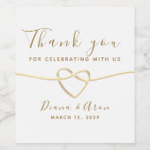 Gold Wedding Hartelijk dank Wijn Etiket (Enkel label)