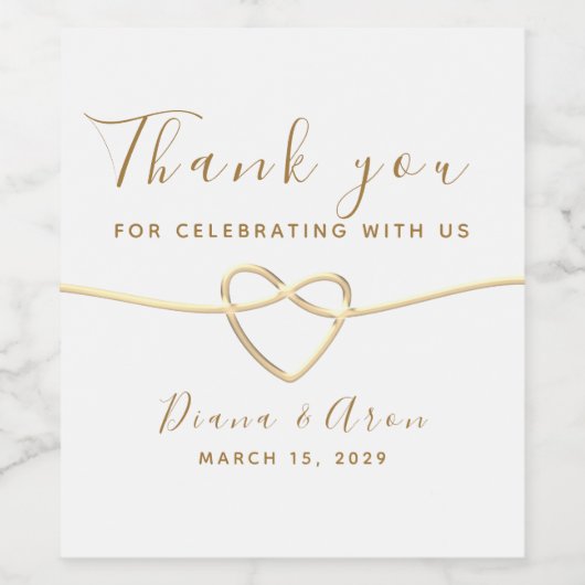 Gold Wedding Hartelijk dank Wijn Etiket (Enkel label)