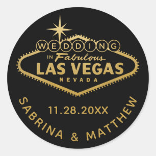 Gold Wedding in Vegas Sign Favor Label
