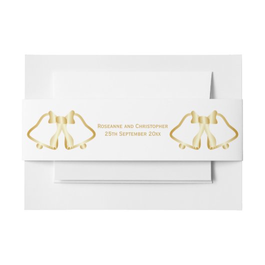 Gold Wedding Invitation Belly Band Bells lint Uitnodigingen Wikkel (Voorkant Voorbeeld)