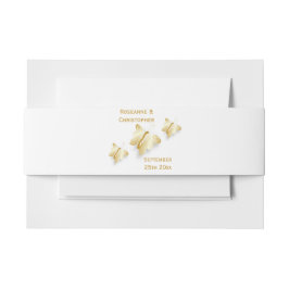 Gold Wedding Invitation Belly Band Butterflies Uitnodigingen Wikkel