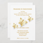 Gold Wedding Invitation Butterflies Design Kaart (Voorkant / Achterkant)