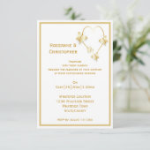 Gold Wedding Invitation Butterflies Heart Design Kaart (Staand voorkant)