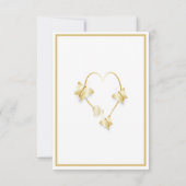 Gold Wedding Invitation Butterflies Heart Design Kaart (Achterkant)