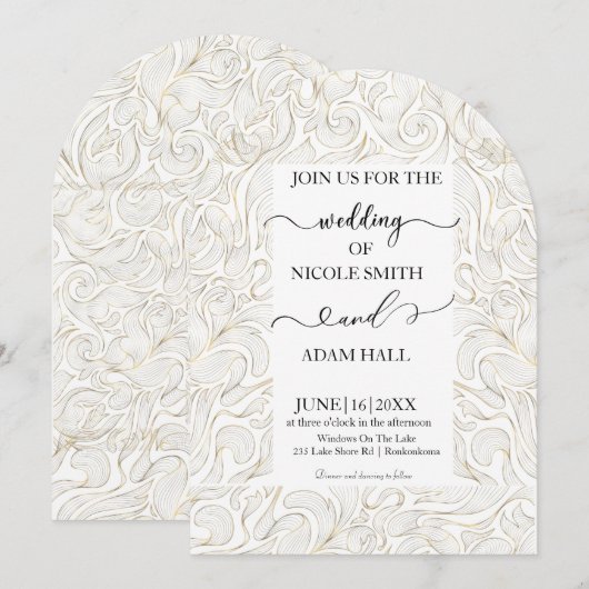 Gold Wedding Invitation Kaart (Voorkant / Achterkant)