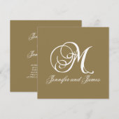 Gold Wedding Invitation Monogram M Sjabloon Kaart (Voorkant / Achterkant)