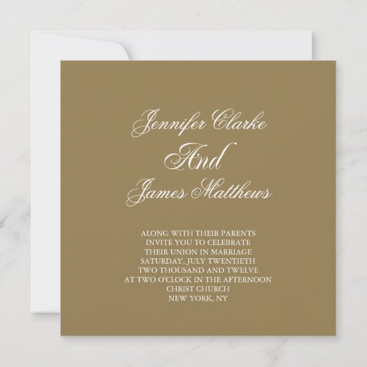 Gold Wedding Invitation Monogram M Sjabloon Kaart (Achterkant)