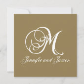 Gold Wedding Invitation Monogram M Sjabloon Kaart (Voorkant)