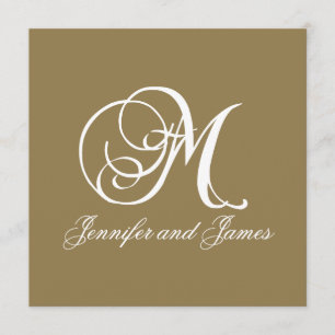 Gold Wedding Invitation Monogram M Sjabloon Kaart