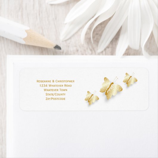 Gold Wedding Invitation Retour Adreslabel Etiket (Insitu)