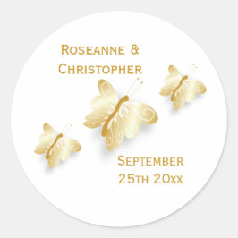 Gold Wedding Invitation Sticker Vlinders