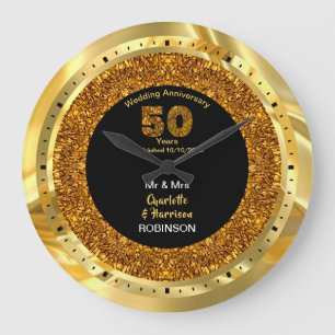 Gold Wedding Jubileum 50 jaar gepersonaliseerd Grote Klok