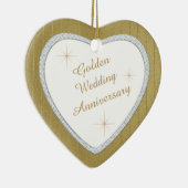 Gold Wedding Jubileum Faux Diamond Keepslag Keramisch Ornament (Rechts)