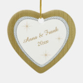 Gold Wedding Jubileum Faux Diamond Keepslag Keramisch Ornament (Achterkant)