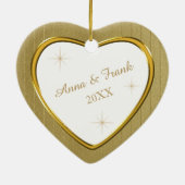 Gold Wedding Jubileum Heart Keepomwille Keramisch Ornament (Achterkant)