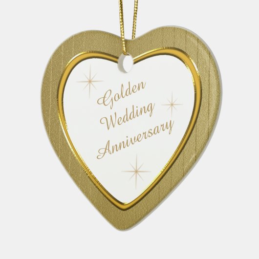 Gold Wedding Jubileum Heart Keepomwille Keramisch Ornament (Links)
