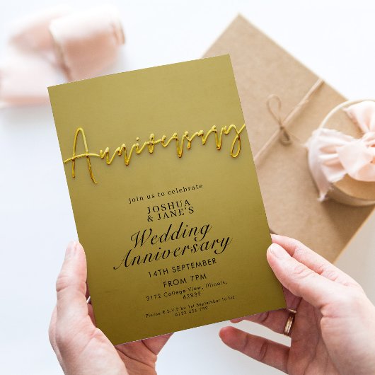 Gold Wedding Jubileum Kaart