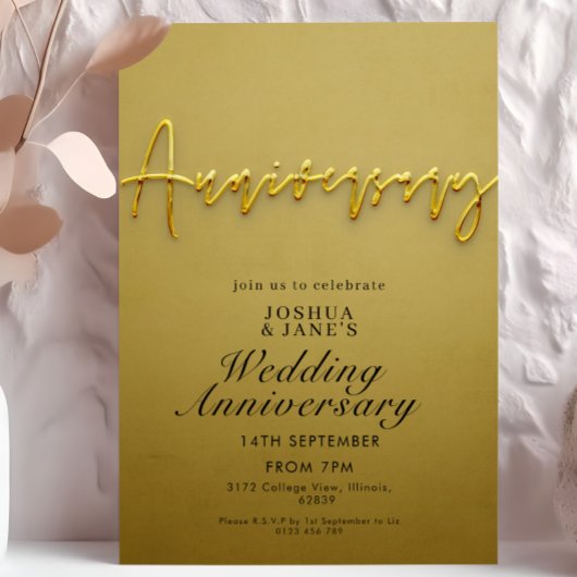 Gold Wedding Jubileum Kaart