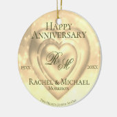 Gold Wedding Jubileum met twee harten Keramisch Ornament (Links)