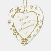 Gold Wedding Jubileum Snowflake Keepslag Keramisch Ornament (Links)