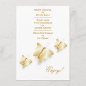Gold Wedding Menu Butterflies Design (Achterkant)