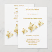 Gold Wedding Menu Butterflies Design (Voorkant / Achterkant)