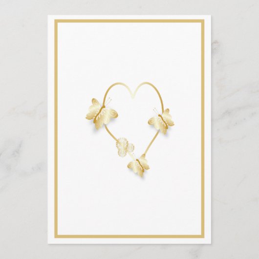 Gold Wedding Menu Butterflies Heart Design (Achterkant)