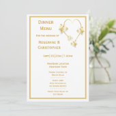 Gold Wedding Menu Butterflies Heart Design (Staand voorkant)