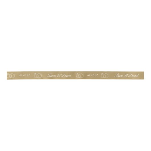Gold Wedding Personalized Name Ribbon Satijnen Lint (Voorkant)
