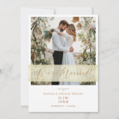 Gold Wedding Photo Just Married Hand Letterd Quote (Voorkant)