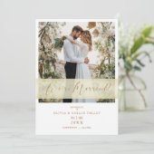 Gold Wedding Photo Just Married Hand Letterd Quote (Staand voorkant)