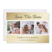 Gold Wedding Photo Save the Date Cards