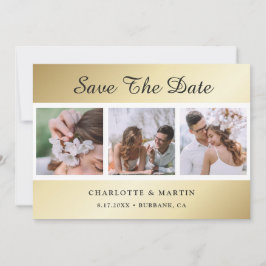Gold Wedding Photo Save the Date Cards