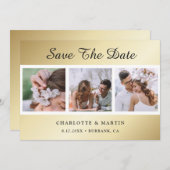 Gold Wedding Photo Save the Date Cards (Voorkant / Achterkant)