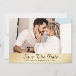 Gold Wedding Photo Save the Date Cards