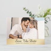 Gold Wedding Photo Save the Date Cards (Staand voorkant)