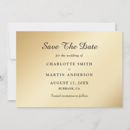 Gold Wedding Photo Save the Date Cards (Achterkant)