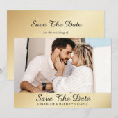 Gold Wedding Photo Save the Date Cards (Voorkant / Achterkant)