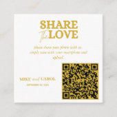 Gold Wedding Photo Sharing met QR-code Informatiekaartje (Voorkant)
