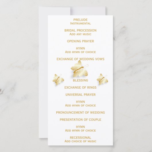 Gold Wedding Program Butterflies Design (Achterkant)