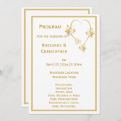 Gold Wedding programma Vlinders Hart Programmakaart (Voorkant / Achterkant)