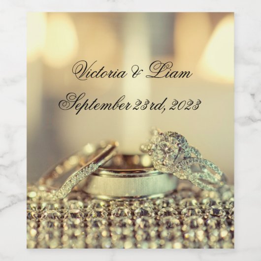 Gold Wedding Reception Script Name Date Wijn Etiket (Enkel label)