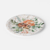 Gold Wedding Ring Pattern met Oranje Rozen Papieren Bordje (Gekanteld)