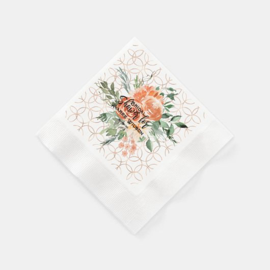 Gold Wedding Ring Pattern met Oranje Rozen Servet (Hoek)