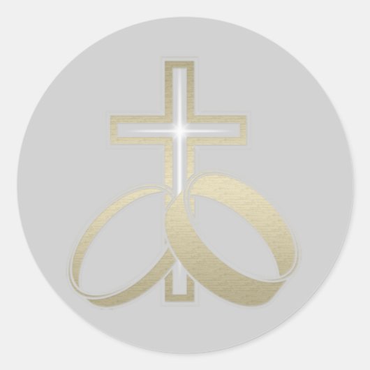 Gold Wedding Rings en Cross Gifts Ronde Sticker (Voorkant)