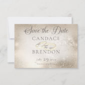 Gold Wedding Rings op Gold Save the Date Kaart (Voorkant)