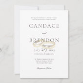 Gold Wedding Rings op White Wedding Invitation Kaart (Voorkant)