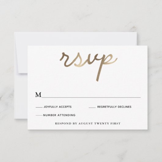 Gold Wedding RSVP-kaart Kaart (Voorkant)