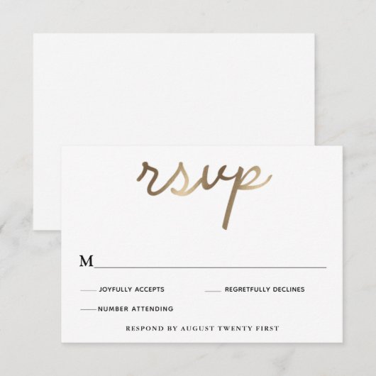 Gold Wedding RSVP-kaart Kaart (Voorkant / Achterkant)